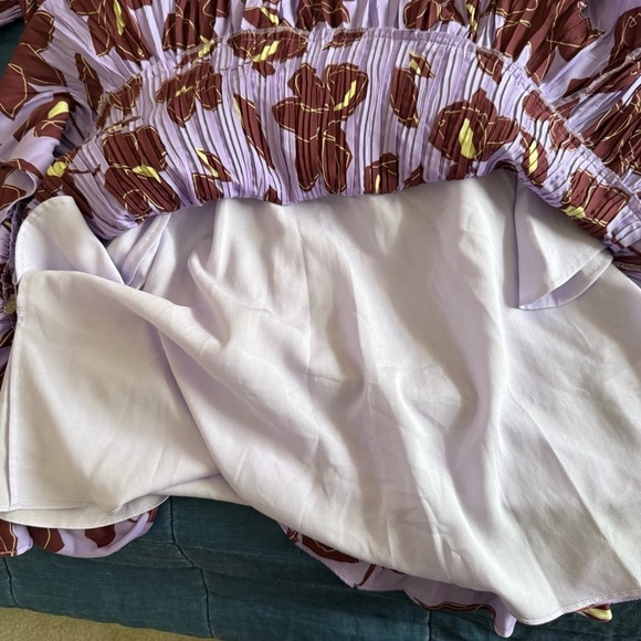 JONATHAN SIMKHAI Londyn floral-print plissé satin-crepe mini dress Size Small - Picture 10 of 13